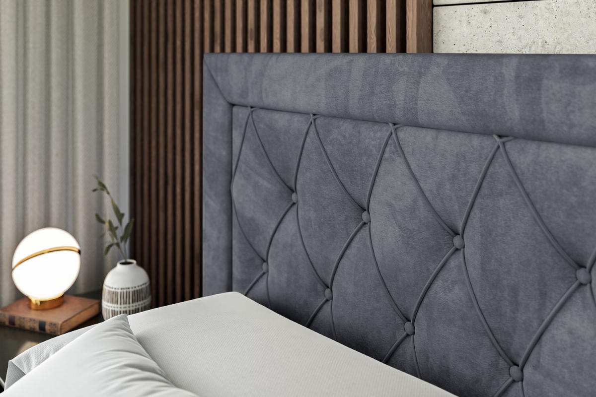 BOXBETT mit H4-Matratze und Lattenrost - NOEL - 120x200 Dunkelgrau - Dunkelgrau, Holzwerkstoff (120/200cm) - ALTDECOR