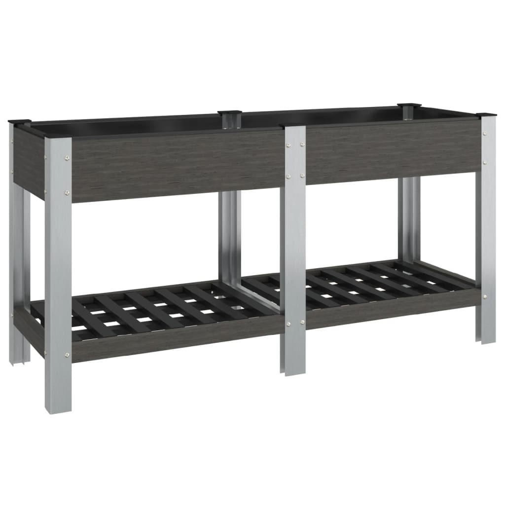 GARTEN-HOCHBEET mit Ablage Grau 150x50x75 cm WPC - Grau, Kunststoff (150/75/50cm) - furnicato