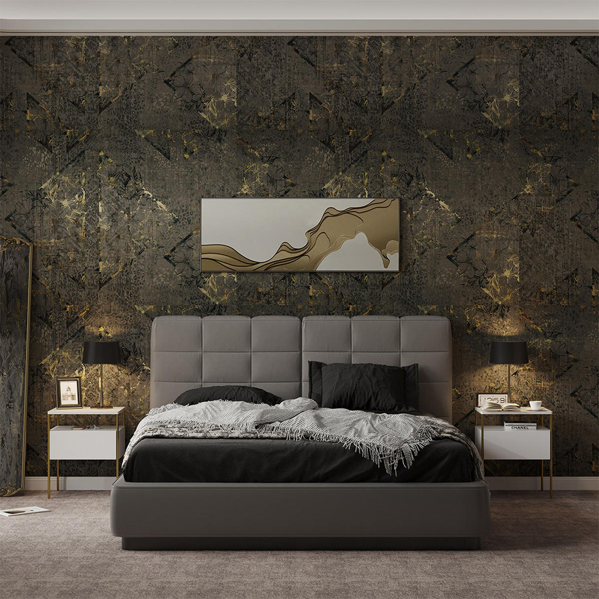 NACHTTISCH Mira Weiß/Gold 40 x 50 cm 2er Set - Goldfarben/Weiß, Holzwerkstoff (40/50/30cm) - Vicco