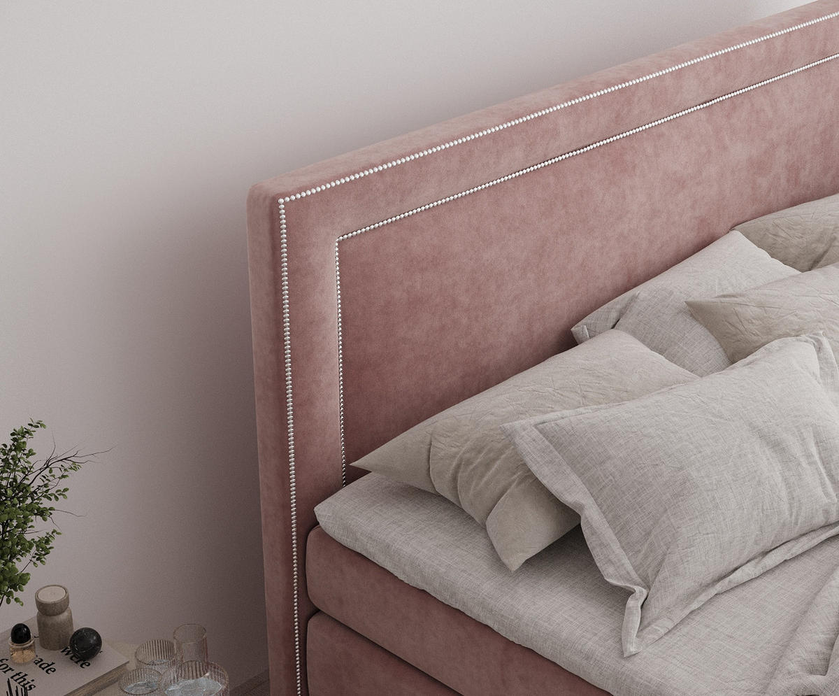 BOXSPRINGBETT Luxora Rosa 180/200 cm - Schwarz/Rosa, Holz/Holzwerkstoff (180/200cm) - Maison de Reve