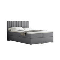 BOXBETT Everest grau 140 x 200 cm Doppelbett mit hochwertiger Bonell-Matratze und Topper - Grau, Holz (140/200cm) - Panda Möbel