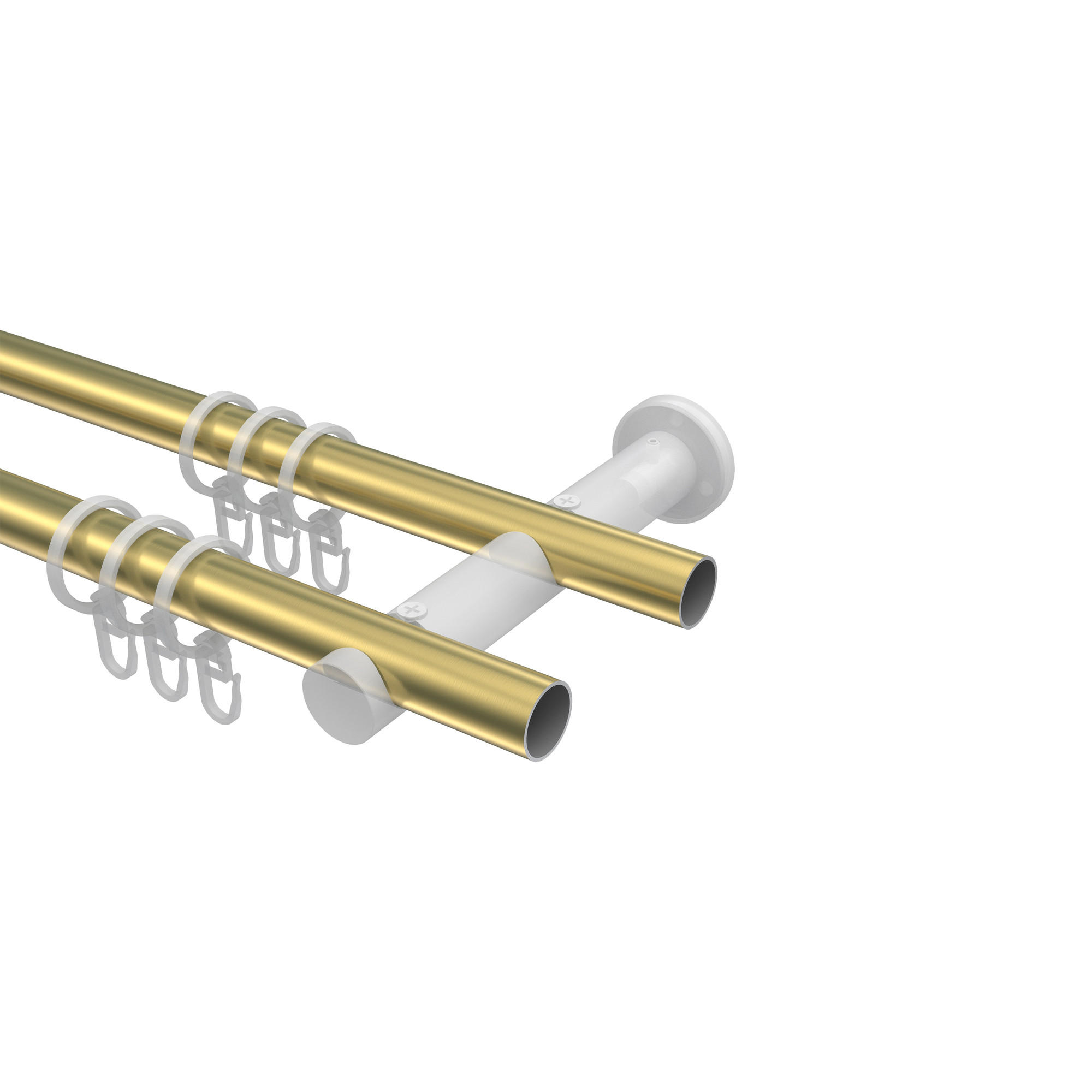 GARDINENSTANGE Platon Savio 420 cm (geteilt in 3 x 140 cm), 2-läufig, 20 mm Ø Messing-Optik - Messingfarben, Metall (420cm) - INTERDECO