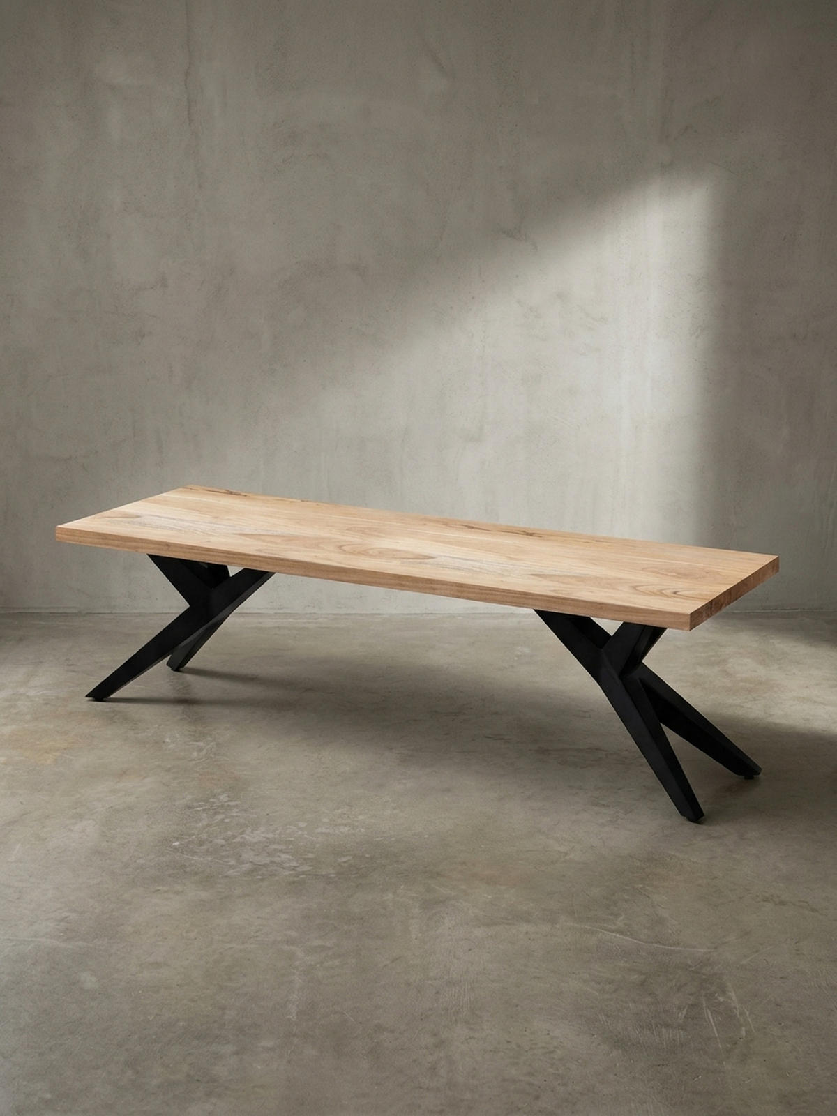 ESSZIMMERBANK Massivholz Metall Loft-Stil, Akazie 175x45x45 cm - Schwarz/Braun, Holz/Metall (175/45/45cm) - KADIMA DESIGN