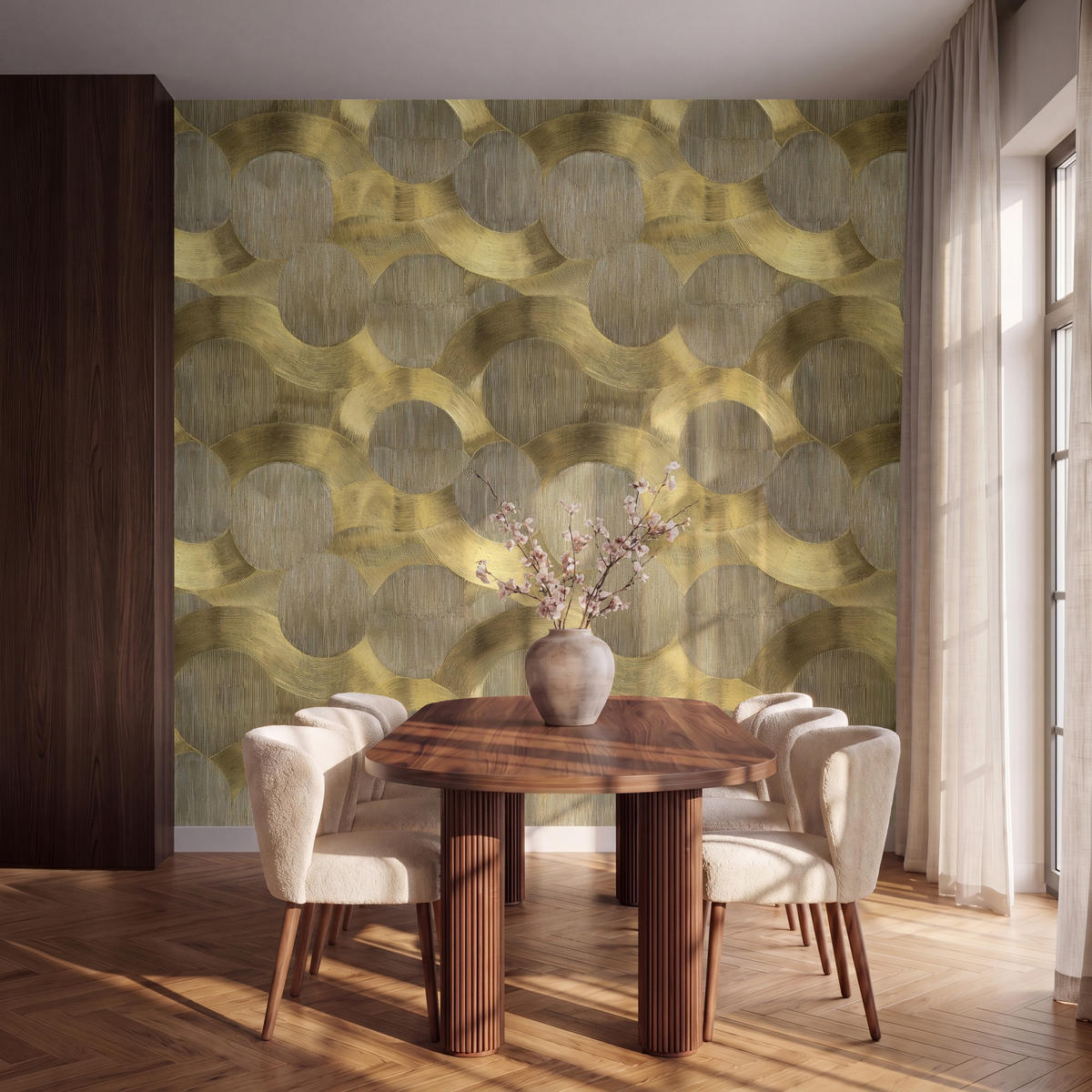 TAPETE - Modern - Geometrisch - Gold - 260x280 cm - Goldfarben, Papier (260/280cm) - OnlyWow