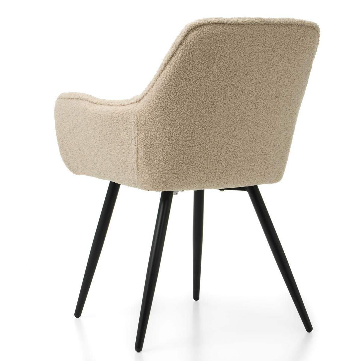 STUHL SIENA gepolstert mit Steppung - boucle beige - Beige/Schwarz, Textil/Metall (58/87/61cm) - NEW HOME