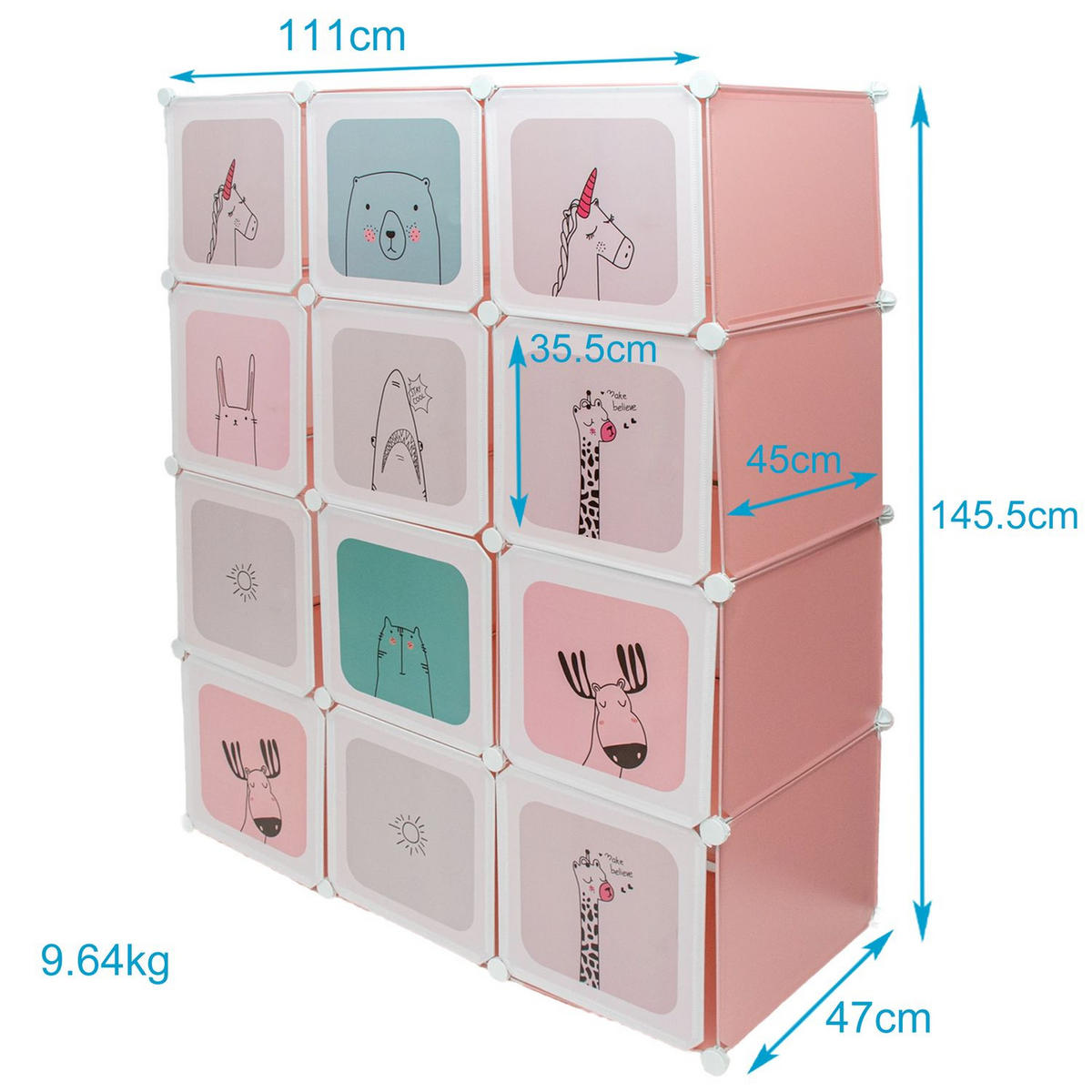 STECKREGAL für Kinder - Pink, Kunststoff (47/145.5/111cm) - Intirilife