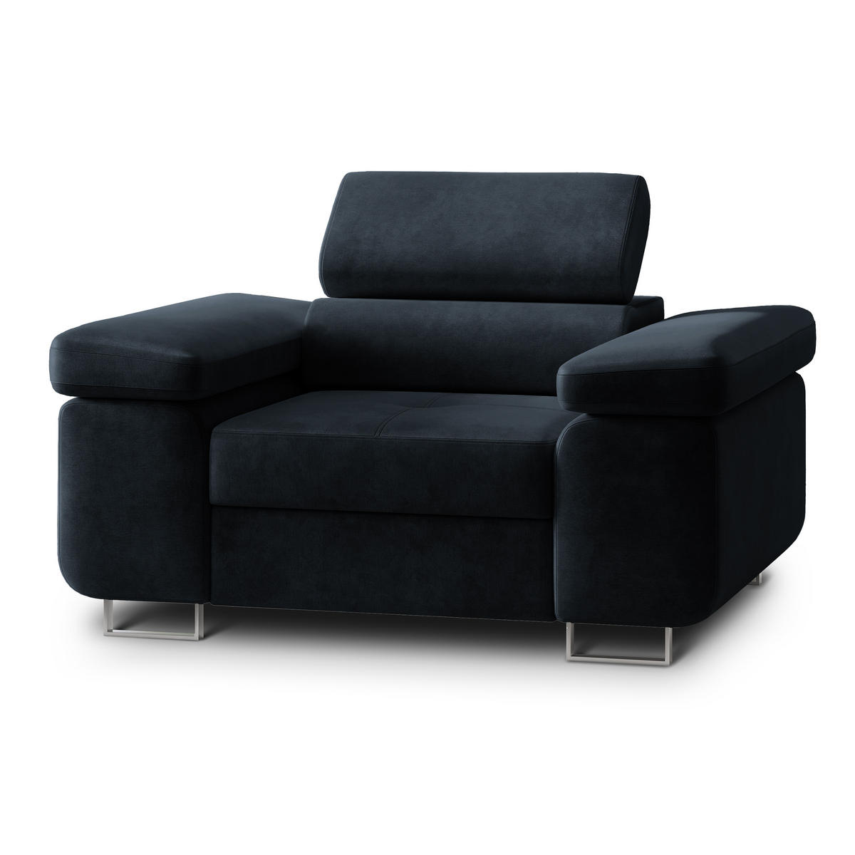 SESSEL CALVO Polstersessel Loungesessel ergonomisch, Schwarz - Schwarz, Holz/Metall (133/87/98cm) - MASSENO