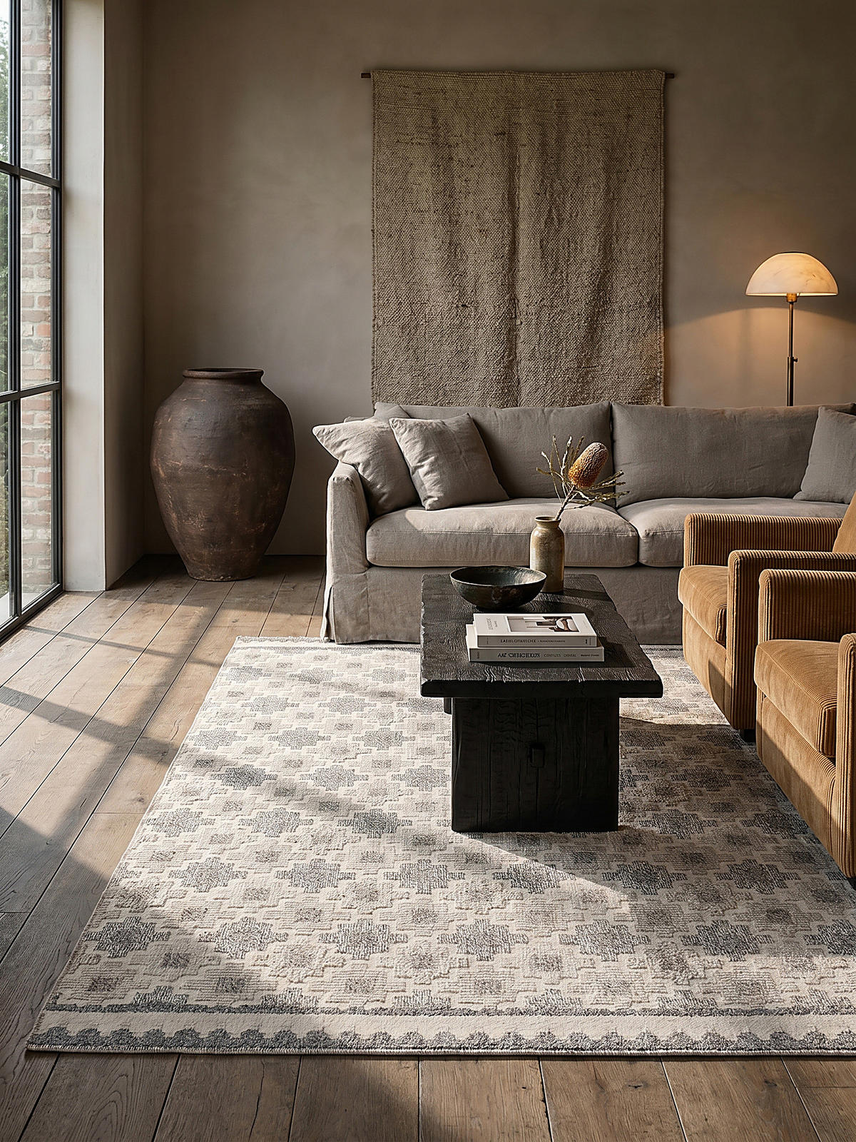 TEPPICH Waschbar RIDGE, geometrisch, aus Mischfasern, Grau-Beige, 194 x 290 cm - Grau, Textil (290/194cm) - KADIMA DESIGN