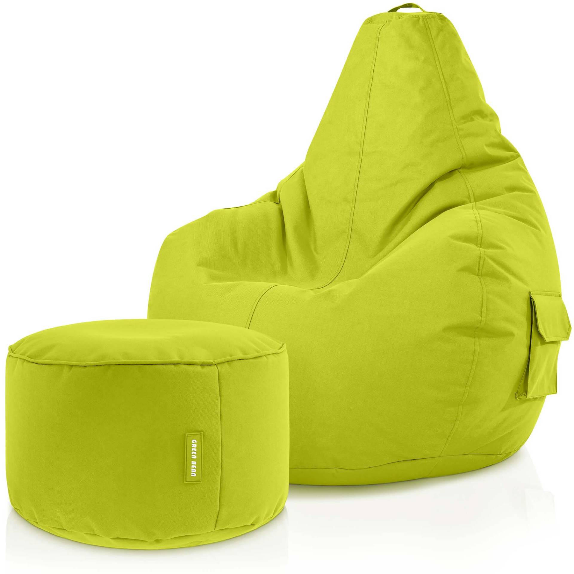 SITZSACK + Hocker "Cozy+Stay" 2er Set - Hellgrün, Textil (70/90/80cm) - Green Bean