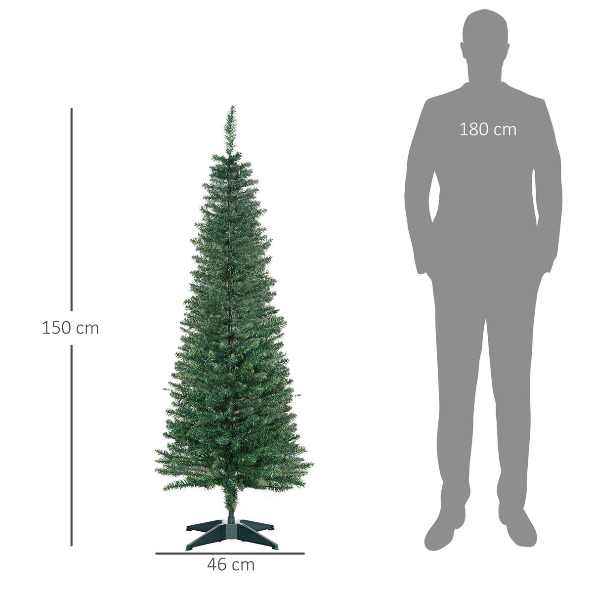 WEIHNACHTSBAUM Christbaum Kunsttanne Tannenbaum mit Beere Metallfuß PET - Grün, Kunststoff (150cm) - HOMCOM