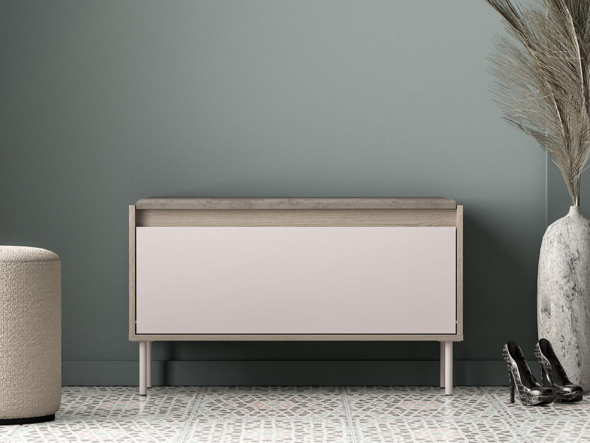 SITZBANK Voco Cashmere / Eiche Cremona Terrakotta 90 / 34 / 55cm - Kaschmir/Hellbraun, Holz/Holzwerkstoff (90/55/34cm) - Feldmann-Wohnen