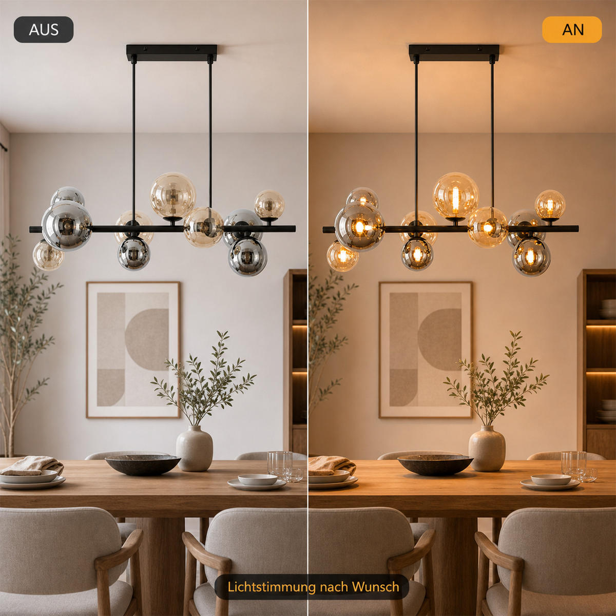 PENDELLEUCHTE Havlis 85/15/150 cm - Schwarz, Glas/Metall (85/15/150cm) - ZMH