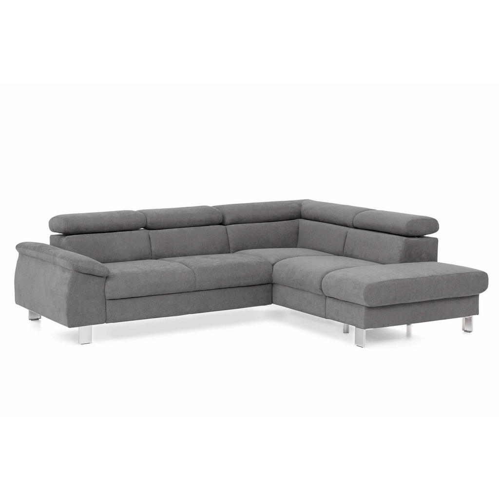 Thumbnail - Cotta Ecksofa, Grau, Textil, Echtholz,Buche, 5-Sitzer, Füllung: Taschenfederkern,Taschenfederkern, Ottomane rechts,L-For...
