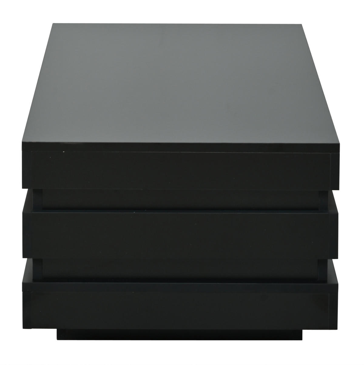 COUCHTISCH 100/50/35 cm mit LED-Beleuchtung, offenem Stauraum und Hochglanzoberfläche aus Spanplatte, Schwarz/Goldfarben - Schwarz, Holzwerkstoff (100/50/35cm) - Redom