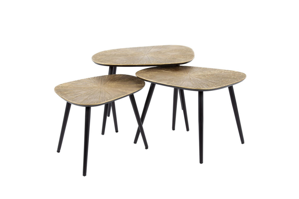 COUCHTISCH-SET TIBALI Bronze Metall - Schwarz/Bronzefarben, Metall (62/51/43cm) - KAWOLA