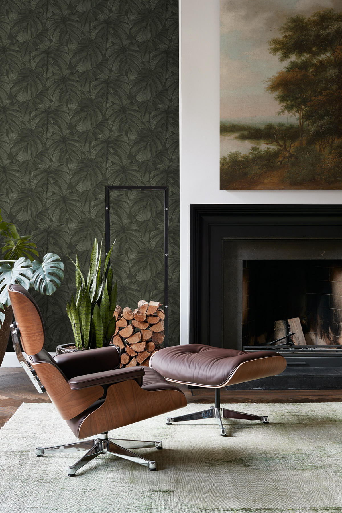 TAPETE 3D Muster Blätter 50 x 900 cm - Schwarz, Papier (50/900cm) - Origin Wallcoverings