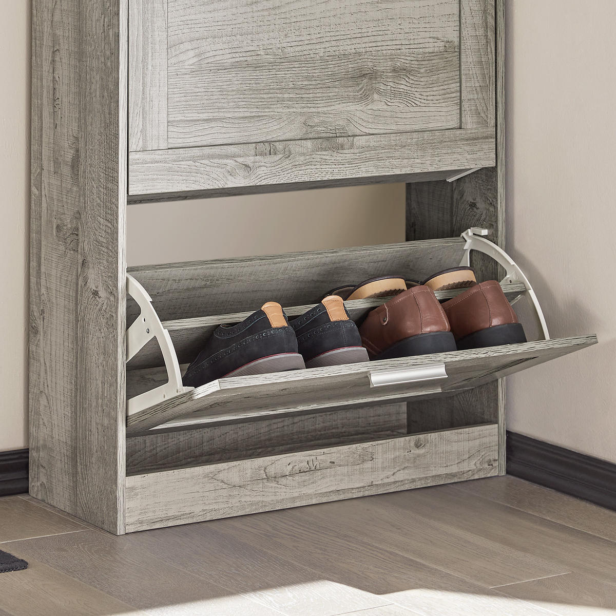 SCHUHSCHRANK Grau - Grau, Holzwerkstoff (60/79/23cm) - SoBuy