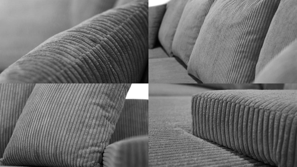 ECKSOFA U-Form Livorno Schlaffunktion Cord-Stoff Grau - Grau, Holz/Kunststoff (348/93/188cm) - Kaiser Möbel