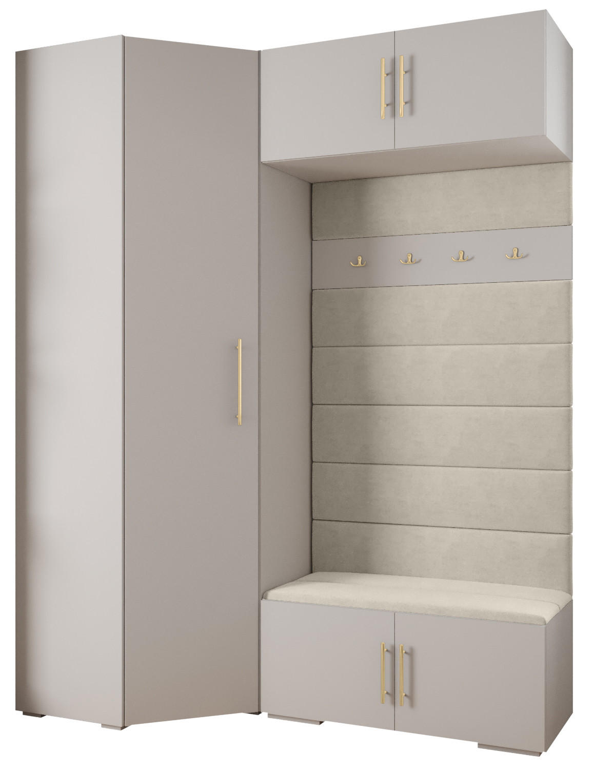 Abiks Möbel Garderoben-Set Weiß, Beige, Gold 181.7x236.7x47 cm