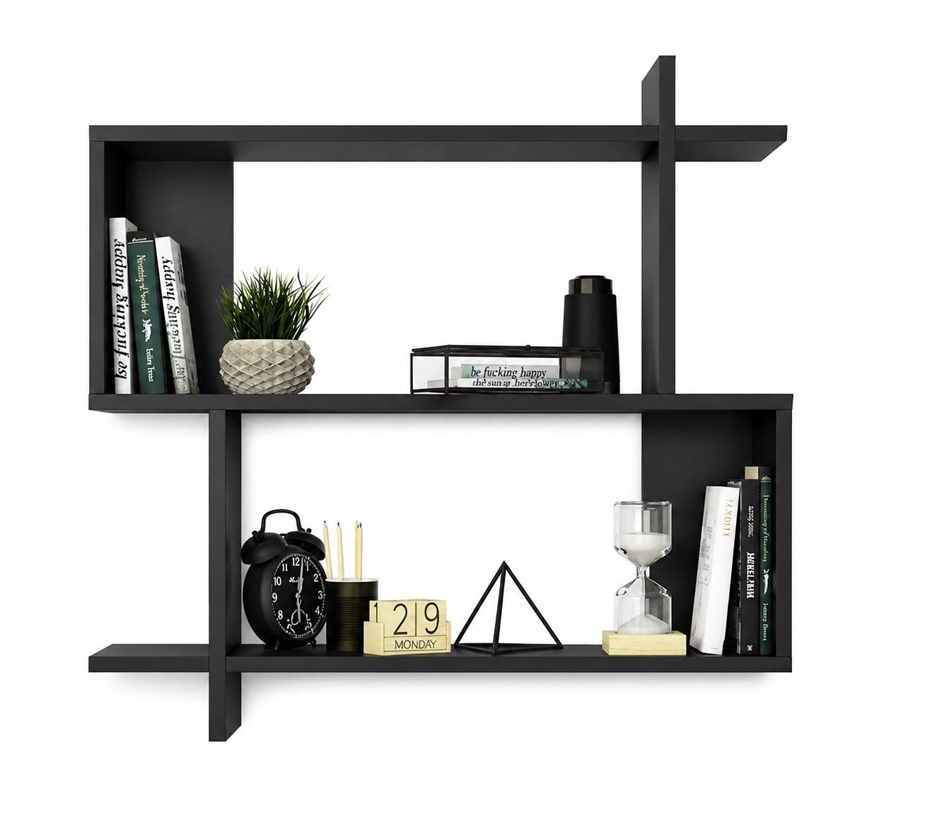 WANDREGAL Mina - Schwarz, Holzwerkstoff (90/81/22cm) - Decorotika