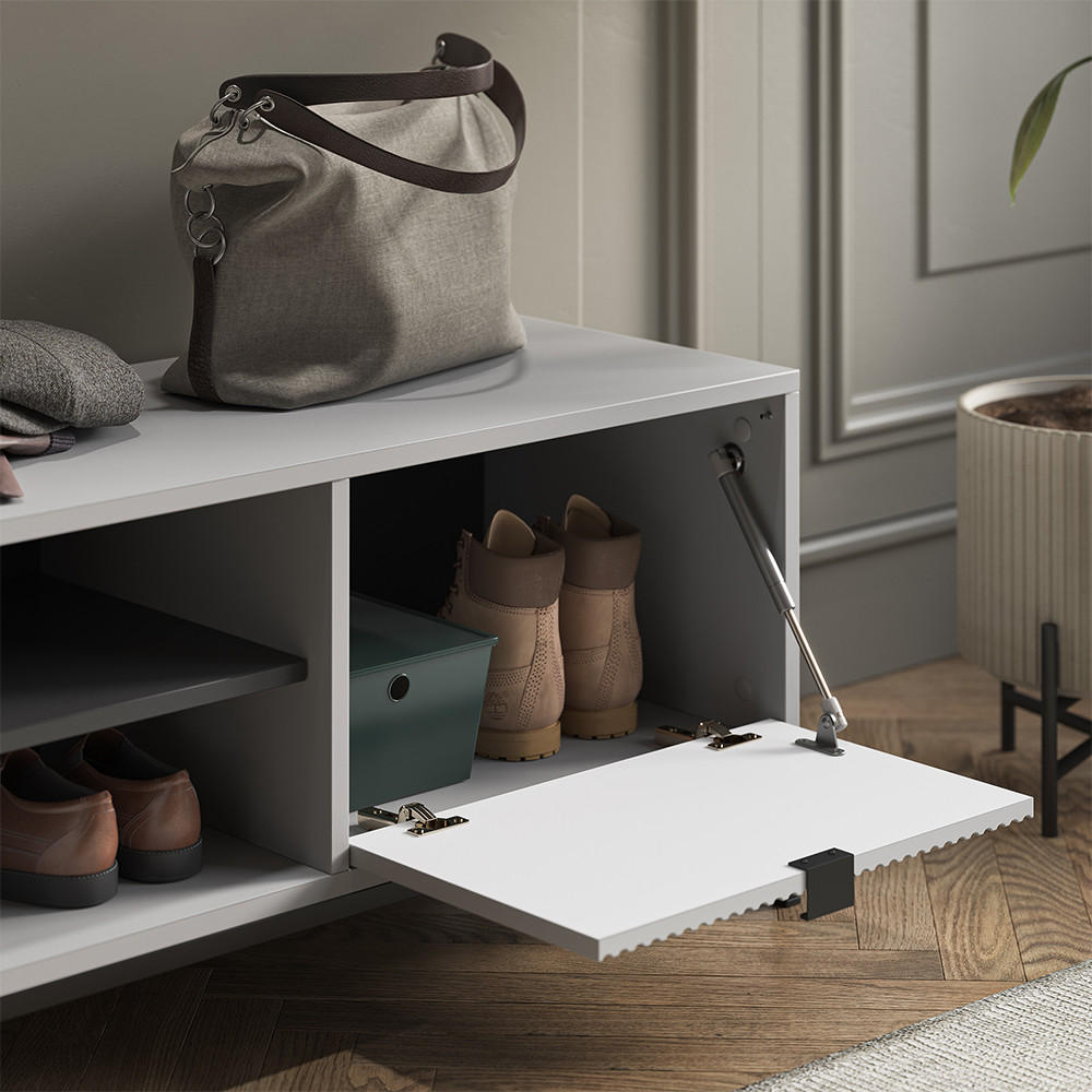 SCHUHSCHRANK Eliza Grau 100 x 45 cm mit Klapptür - Grau, Holzwerkstoff (100/45/40cm) - Vicco