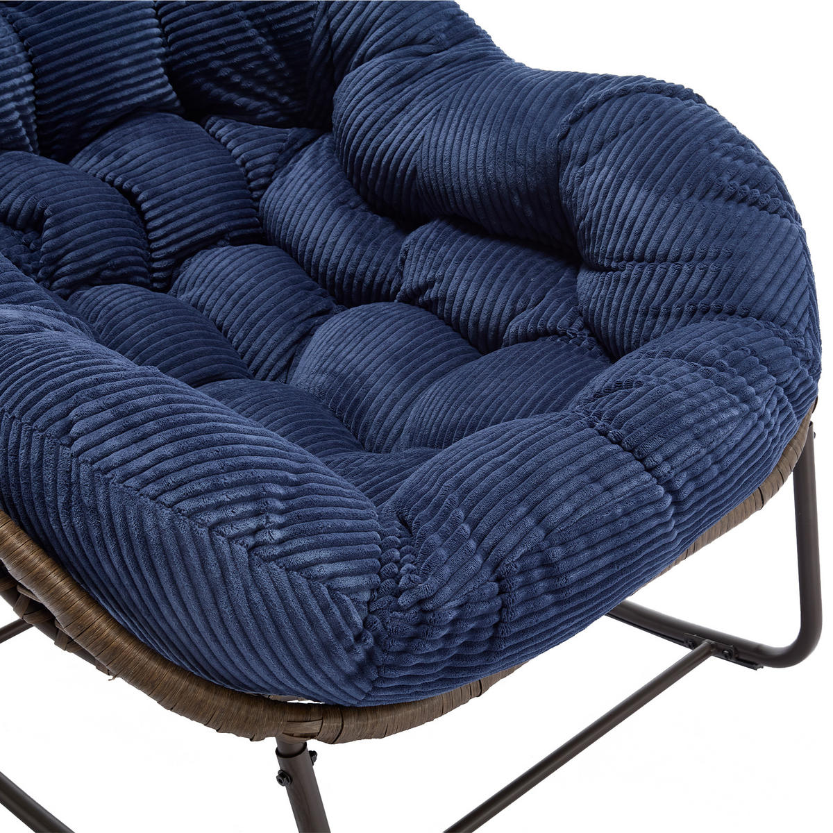 GARTENSCHAUKELSTUHL Polyrattan mit Stahlrahmen 111/94,5/80 cm Dunkelblau - Dunkelblau, Metall (111/80/94.5cm) - Redom