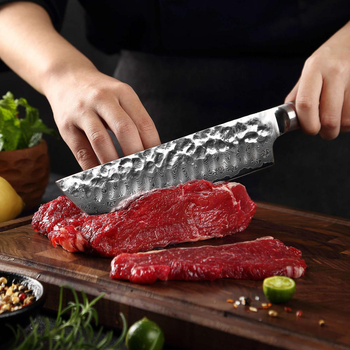 CHEFMESSER 25,5 cm - Nussbaumfarben, Holz/Metall (34cm) - Wakoli