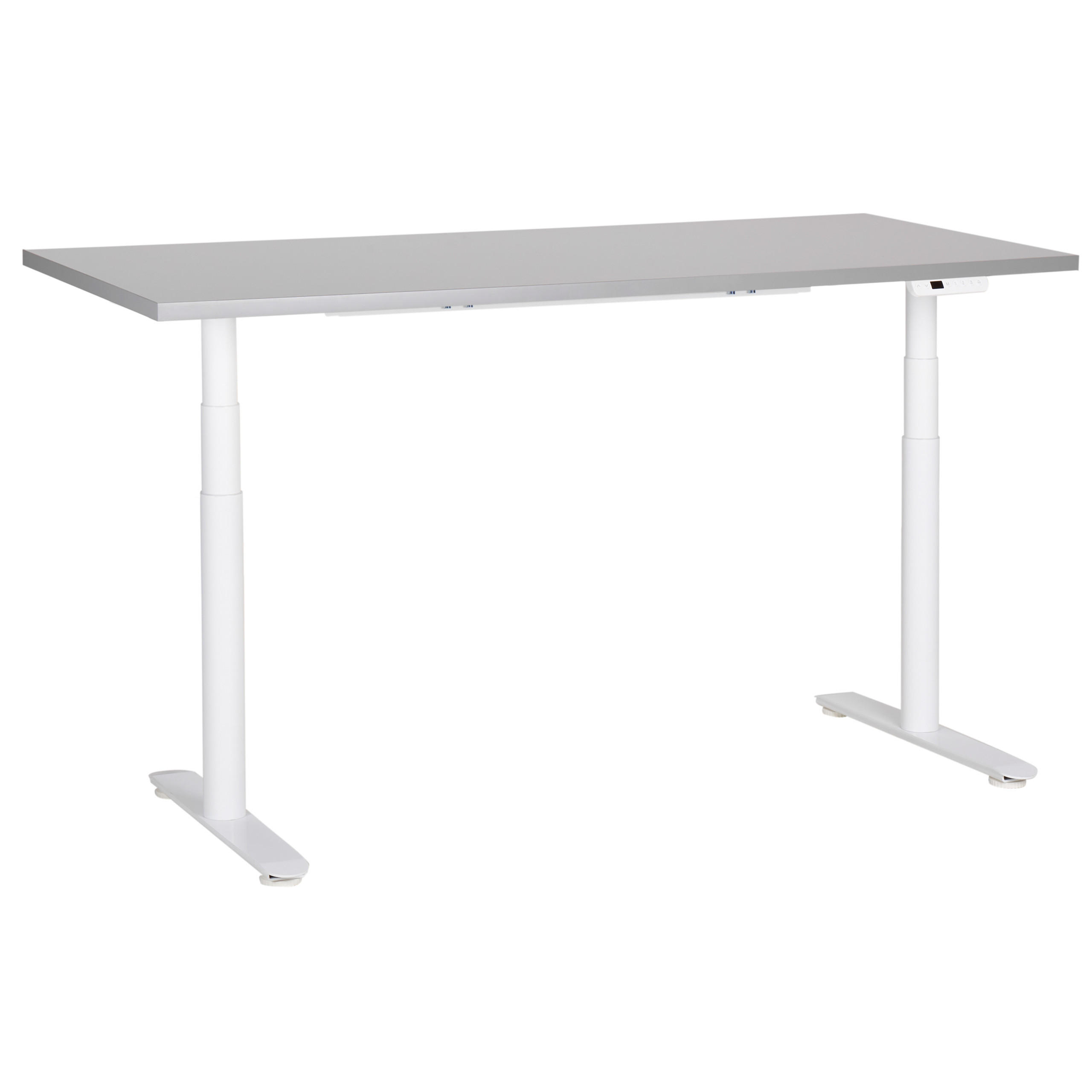 SCHREIBTISCH grauweiß 160/72 cm elektrisch höhenverstellbar Destin IV - Weiß/Grau, Holz (72/160/67cm) - Beliani