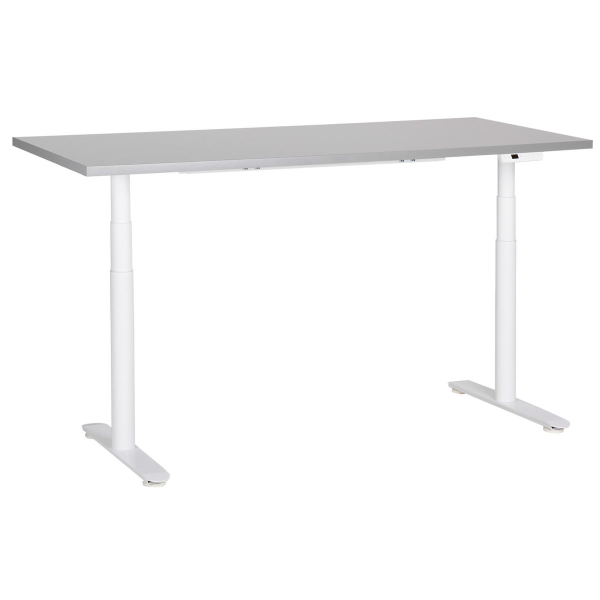 SCHREIBTISCH grauweiß 160/72 cm elektrisch höhenverstellbar Destin IV - Weiß/Grau, Holz (72/160/67cm) - Beliani