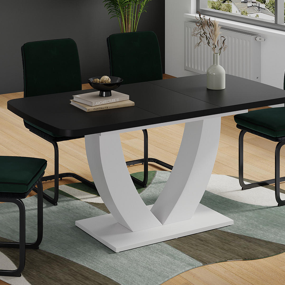 JEDÁLENSKÝ STÔL Fenaro Čierna/biela - čierna/biela, kompozitné drevo (80/120/77.4cm) - Vicco
