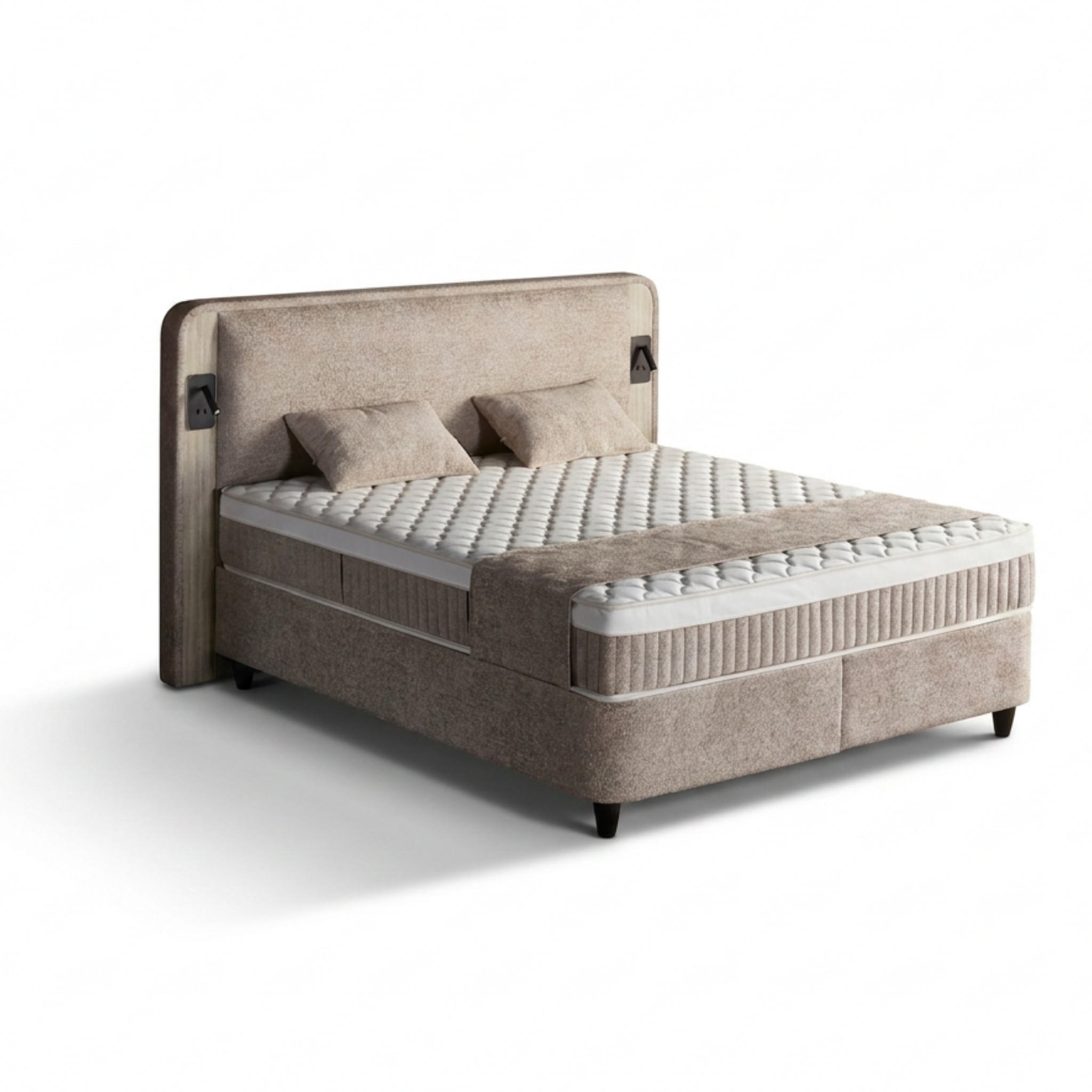 BOXBETT Fancybett Bett mit Matratze 160x200 - Hellbraun, Holz (160/200cm)