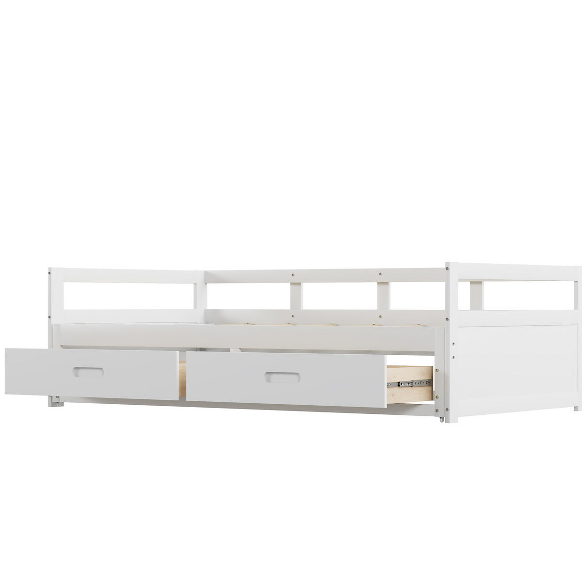 BETT aus Kiefernholz 90/180x200 cm Weiß mit Ausziehfunktion und 2 Schubladen - Weiß, Holzwerkstoff (90/200cm) - Modfu