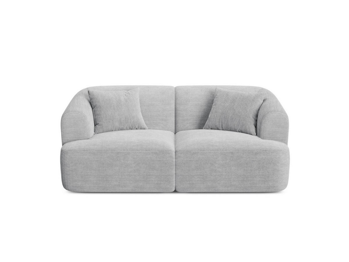 MODULARES-SOFA Campi aus Cord silber 2 Sitzplätze - Silberfarben, Textil (90/70/180cm) - Cosmopolitan Design