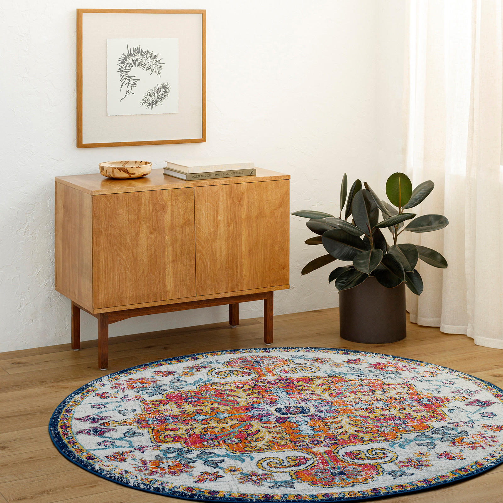 VINTAGE-TEPPICH Rund Ø 120 cm Mehrfarbig - Orange, Textil (120/120cm)