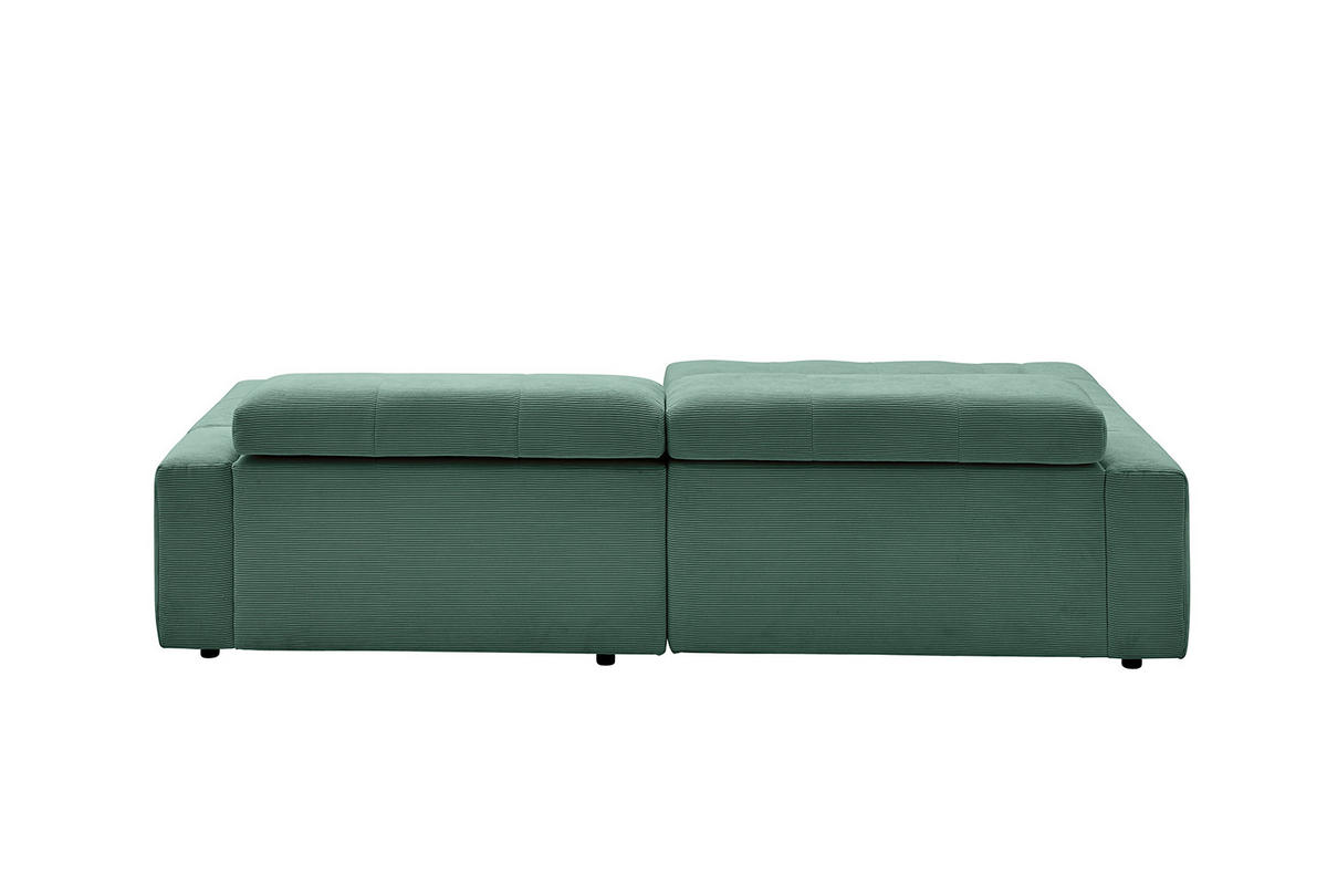ECKSOFA MIT MOTORISCHEM SITZVORZUG RENO Smaragdgrün Cord - Smaragdgrün/Schwarz, Kunststoff/Textil (258/217cm) - KAWOLA