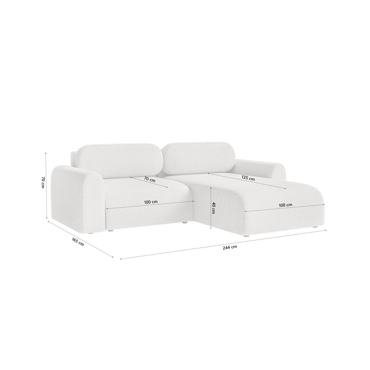 ECKSOFA Lome Mini mit Schlaffunktion, Silber - Grau, Textil (244/165cm) - Fedve