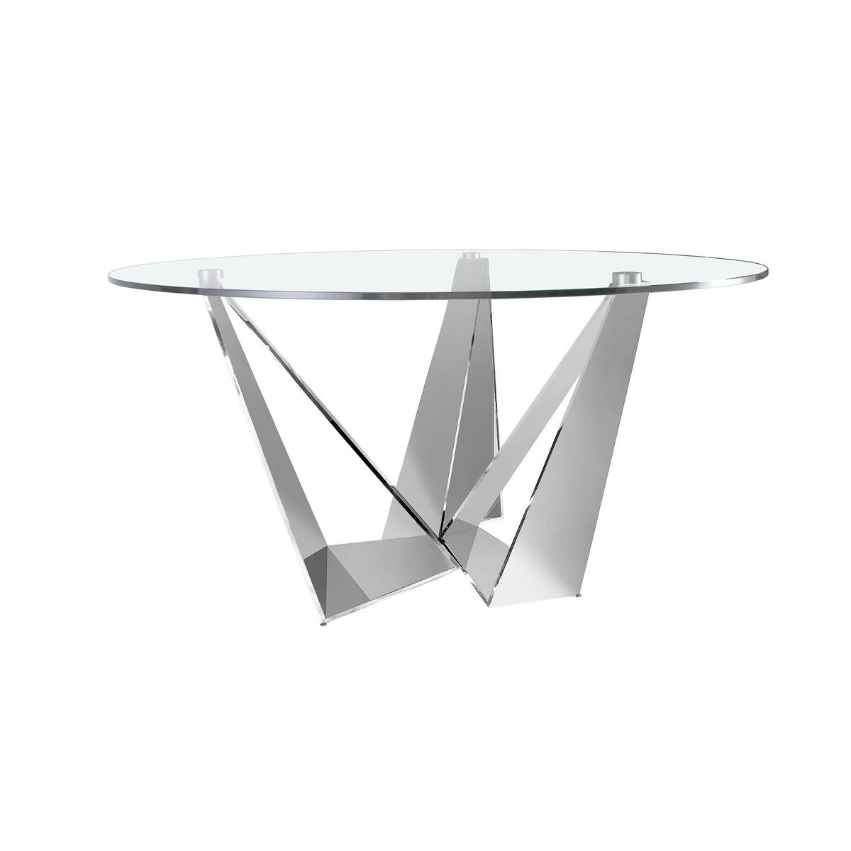 ESSTISCH Rund Glas Stahl Ø150/75 cm - Edelstahlfarben/Transparent, Glas/Metall (150/150/75cm) - ANGEL CERDA