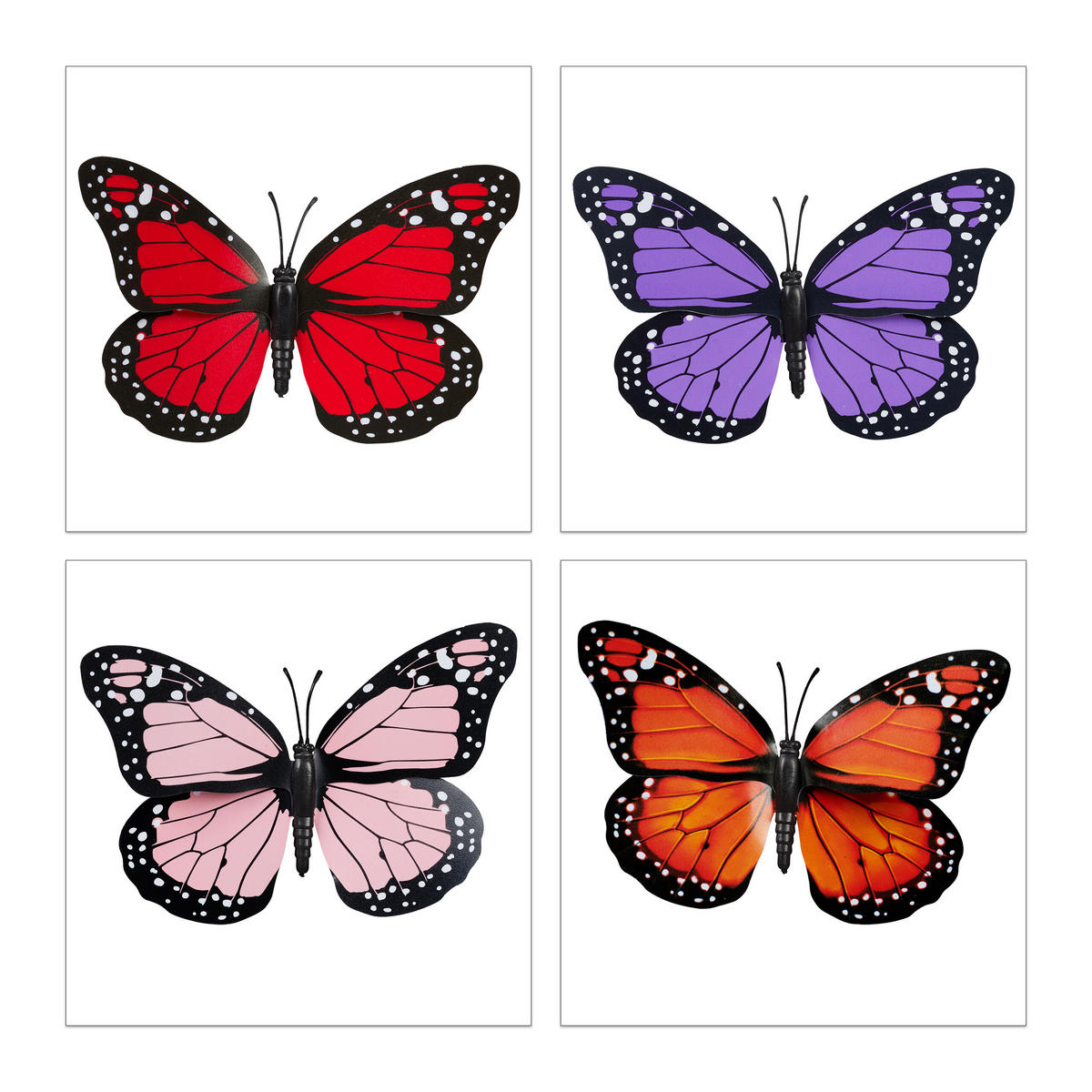 72XGARTENDEKO-SCHMETTERLING - Multicolor, Kunststoff/Metall (11.5/31/7cm) - Relaxdays