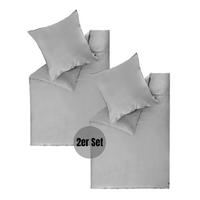 SATIN BETTWÄSCHE PLAIN - Grau, Textil (135/200cm) - Schöner Wohnen