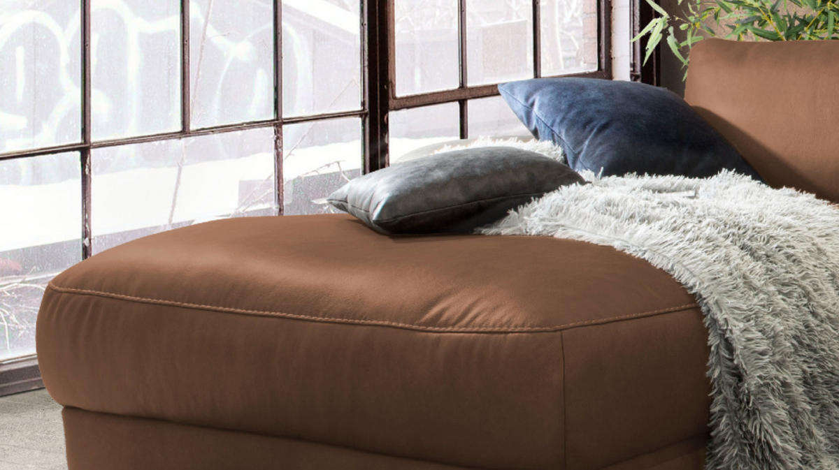 ECKSOFA MOTORISCH. RELAXFUNKTION LOLA Braun Leder - Dunkelbraun/Schwarz, Leder (233/178cm) - KAWOLA