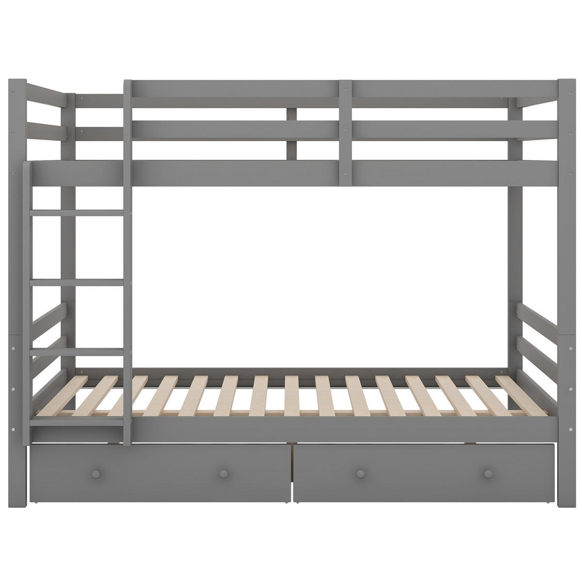 ETAGENBETT mit Schubladen 140x200 cm Kiefernholz Grau - Grau, Holzwerkstoff (140/200cm) - Beauniv