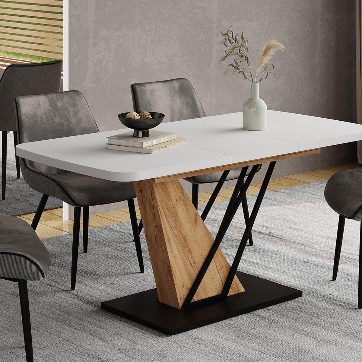 JÍDELNÍ STŮL Fenaro Bílý/zlatý dub - bílá/medově dubová, kompozitní dřevo (80/120/77.4cm) - Vicco