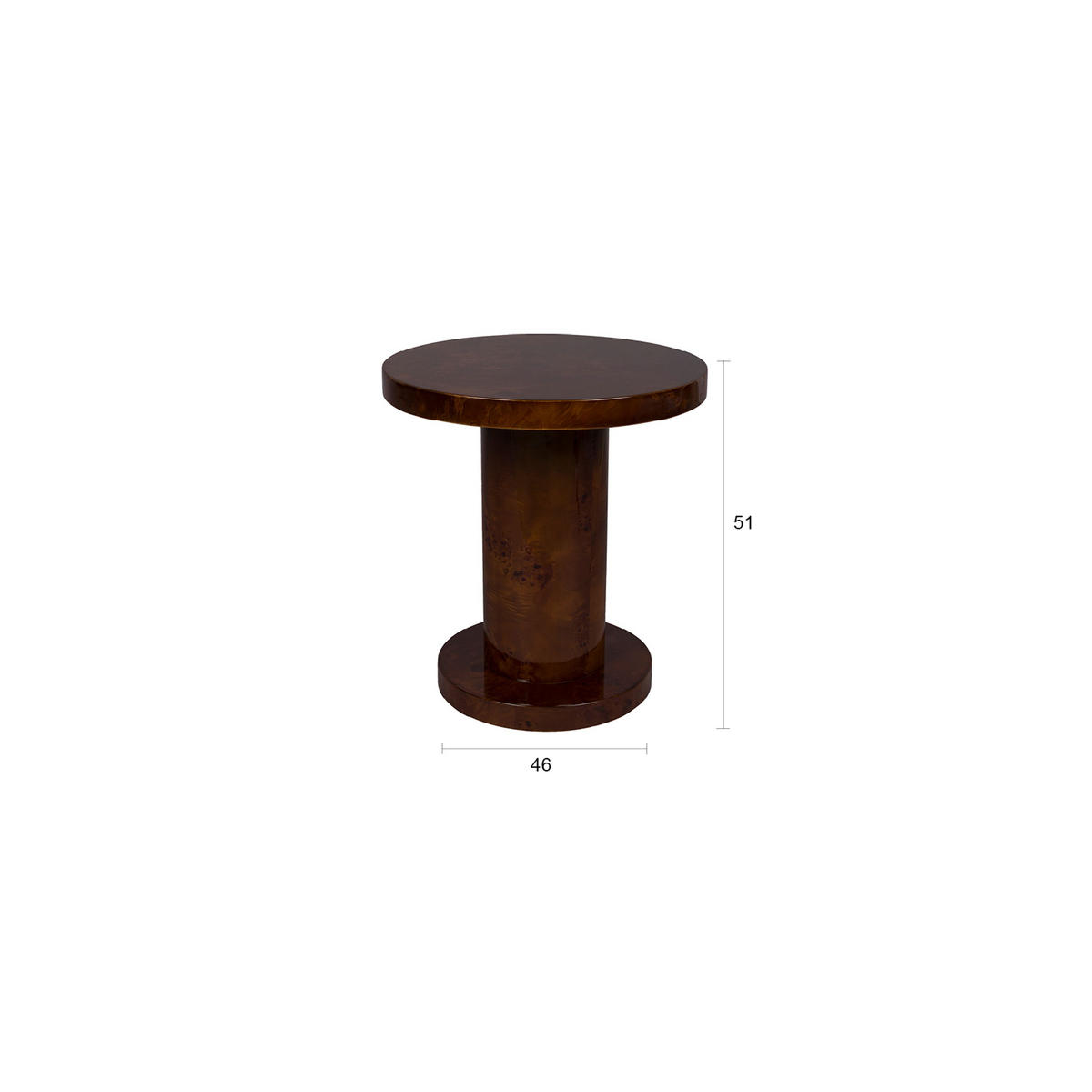 BEISTELLTISCH Quinn Rund 46 cm Walnussfarbe - Braun, Holz (46/46/51cm) - Dutchbone