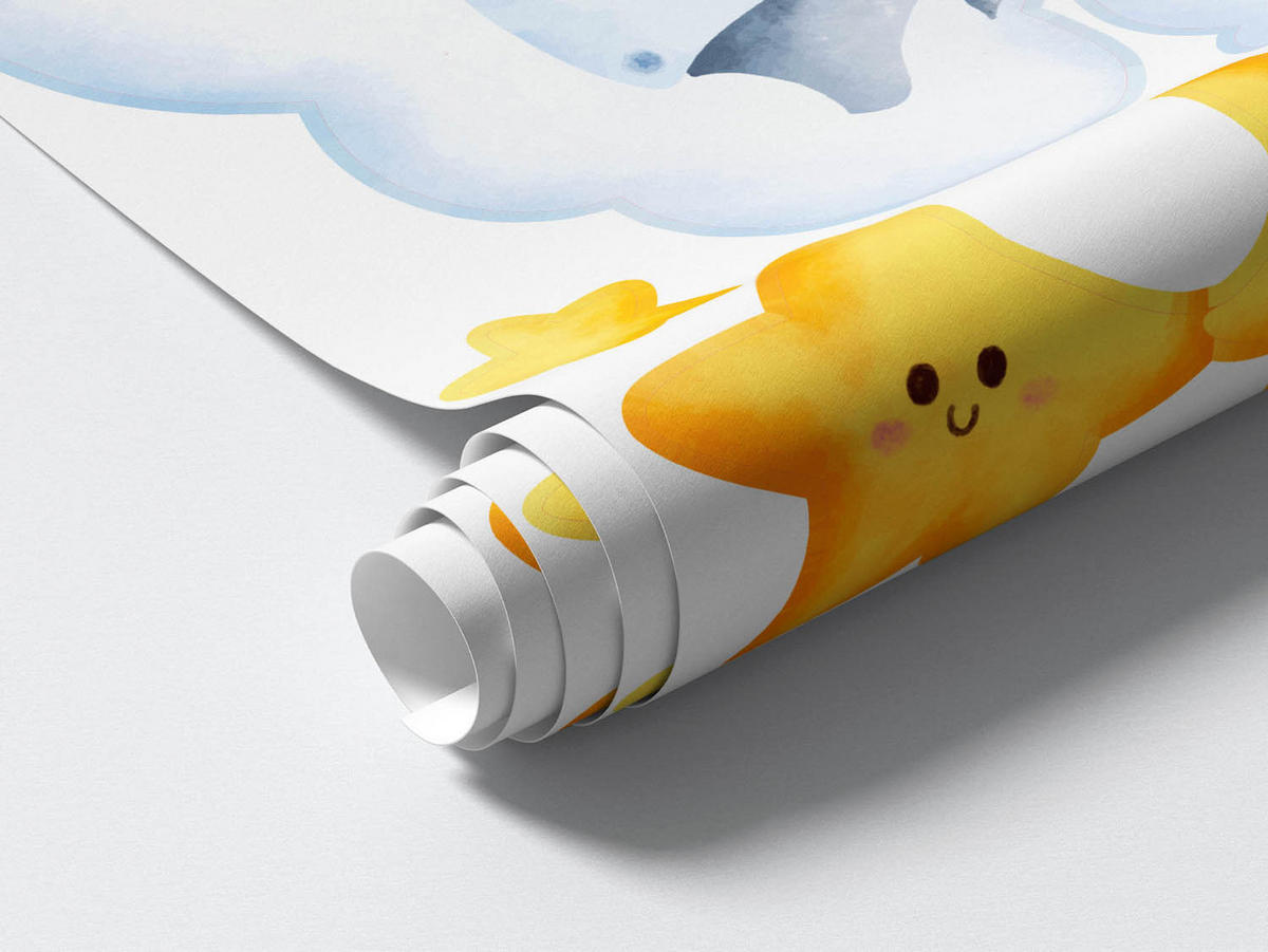 WANDAUFKLEBER 130x182cm - Pastellfarbener Nachthimmel - Multicolor, Kunststoff (130/182/0.1cm) - Wallfluent