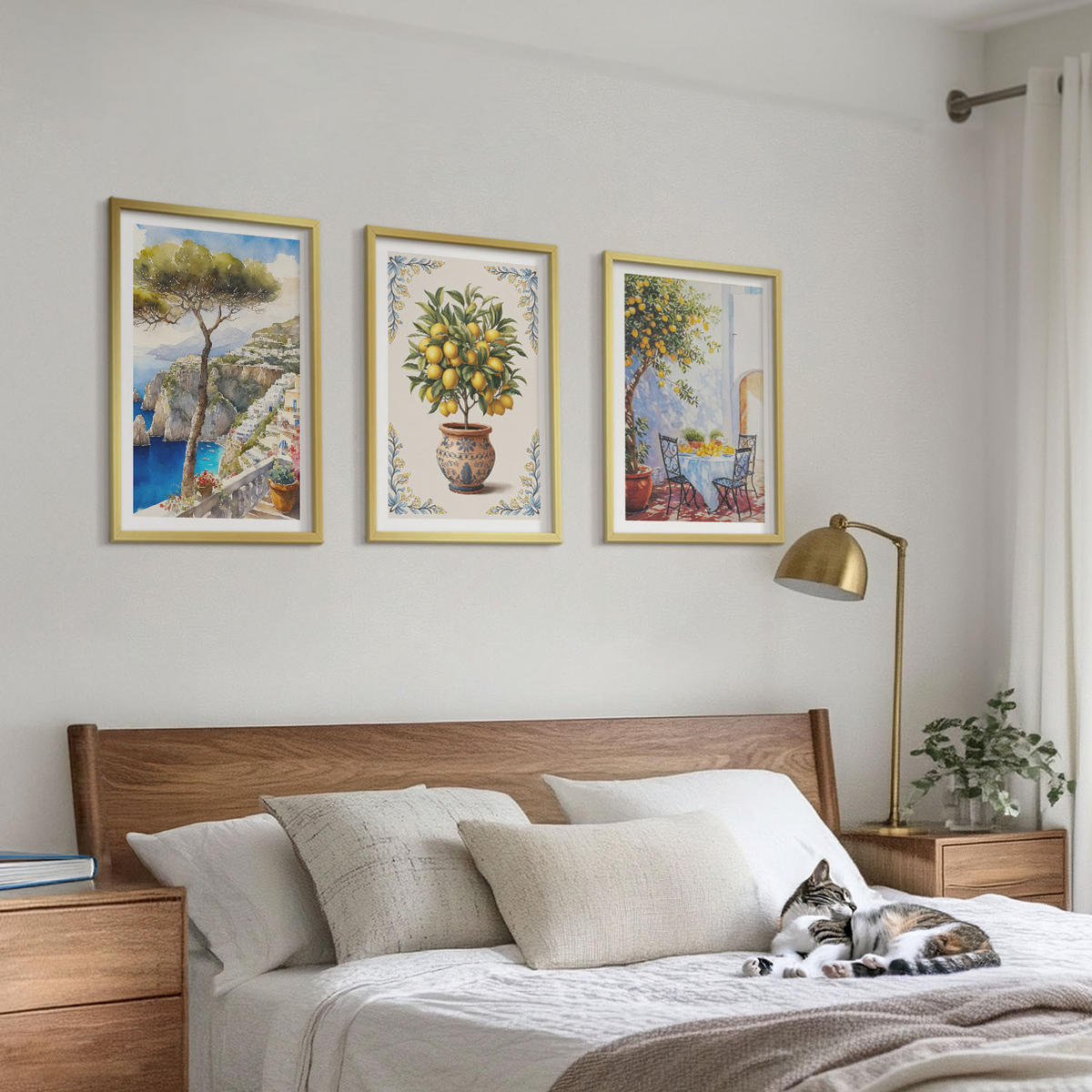 WANDBILDER 3er Set - 40x60 cm Goldrahmen - Tisch aus Zitronenbaum - Goldfarben, Kunststoff (40/60cm) - ArtPrintCave