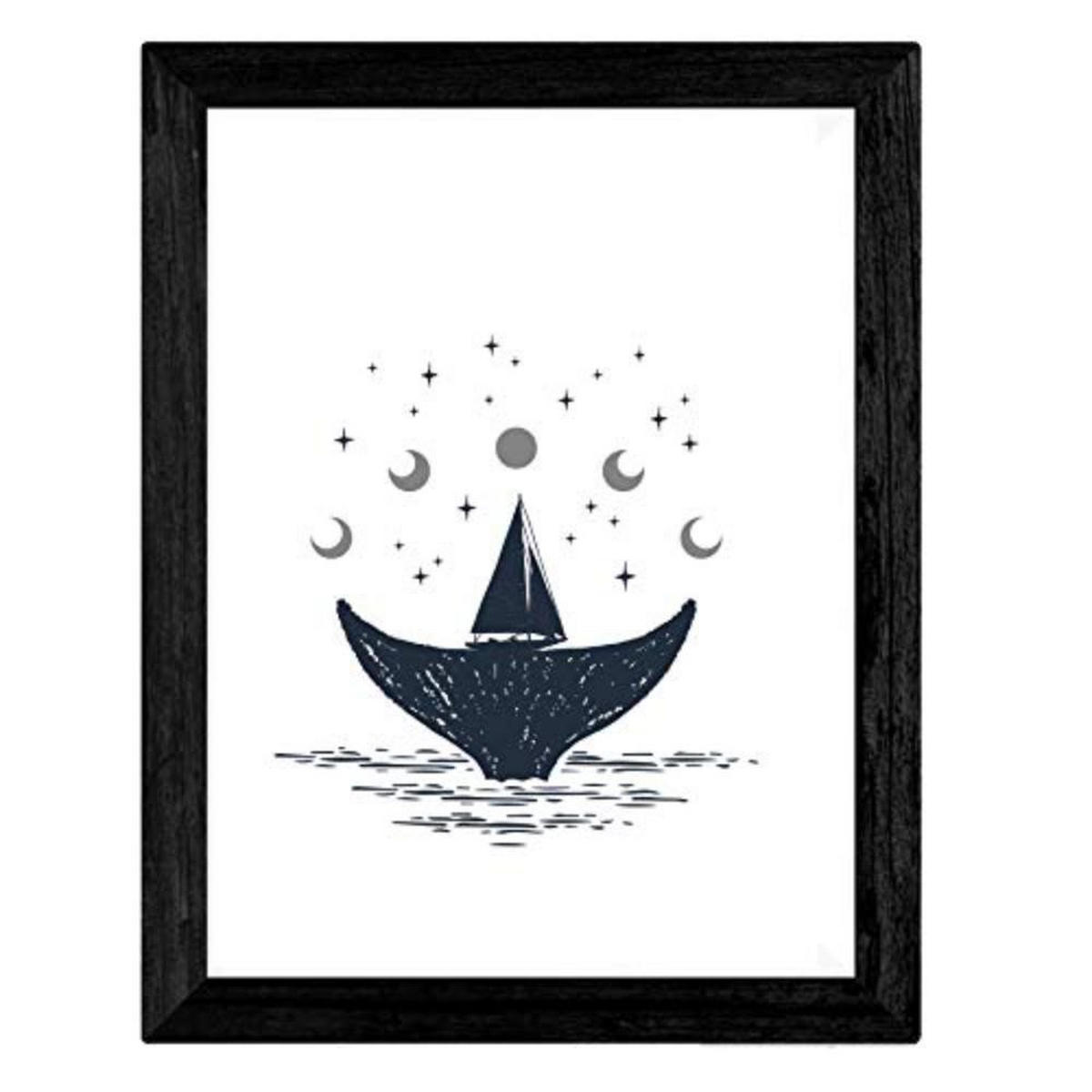 POSTER Set mit 4 Natur im nordischen Stil Wale in blauweiß A3 Rahmenlos - Klar, Papier (29.7/3cm) - Nacnic