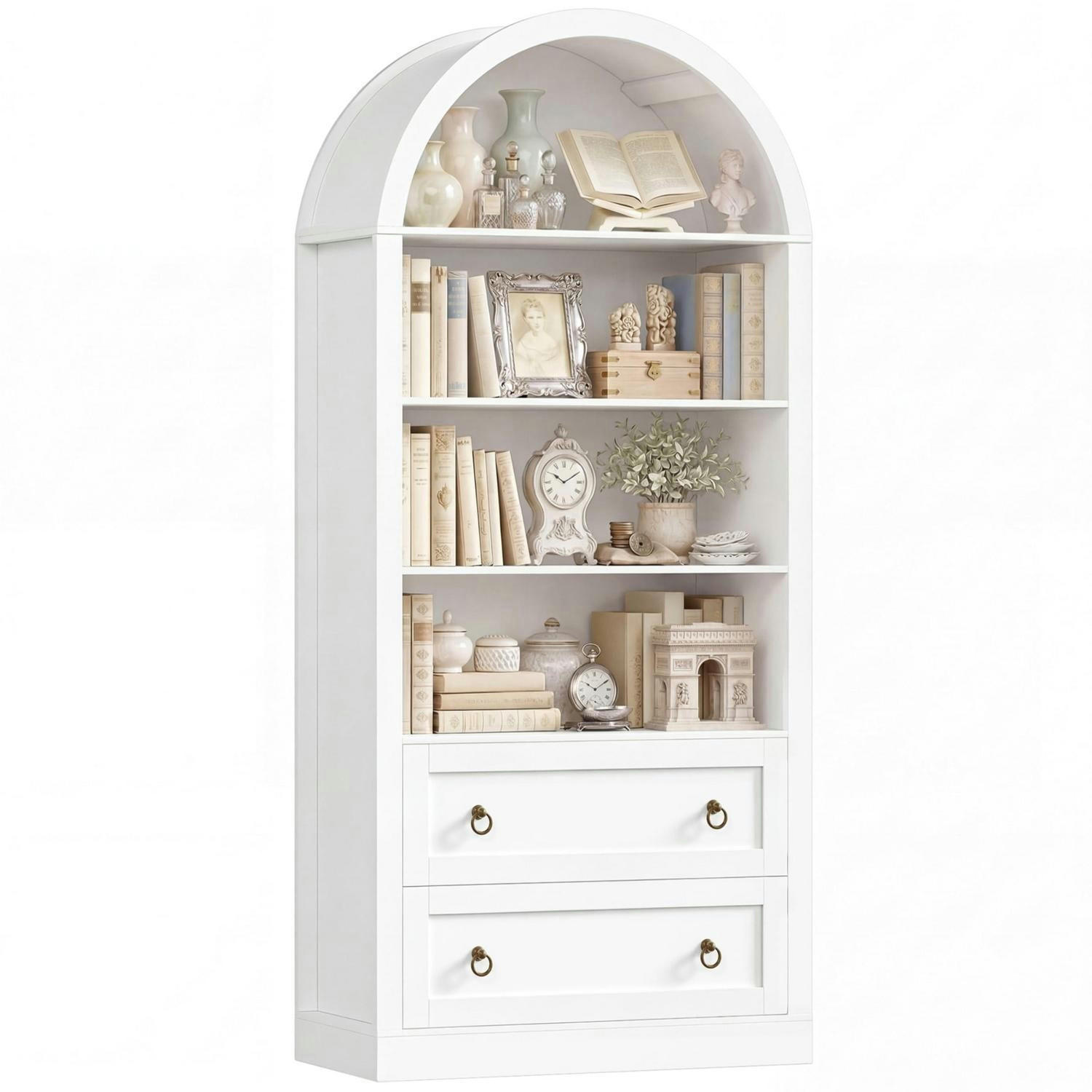 BÜCHERREGAL mit 2 Schubladen 177 x 79,5 x 36 cm Weiß - Weiß, Holzwerkstoff (79.5/177/36cm)