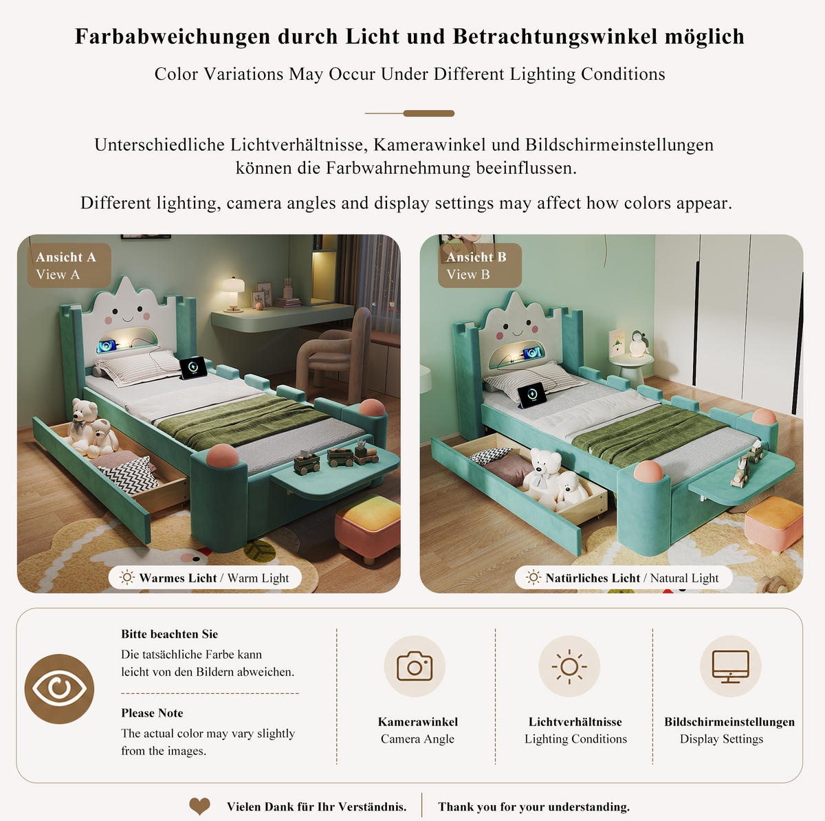 POLSTERBETT 90/200 cm Blaugrün mit LED und USB ohne Matratze - Petrol, Textil (90/200cm) - MIVRAY