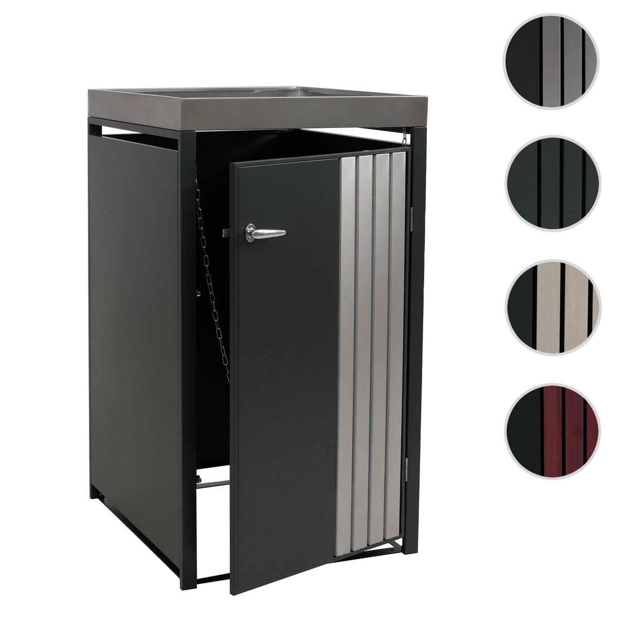 1ER-MÜLLTONNENVERKLEIDUNG Anthrazit, Silber - Anthrazit/Silberfarben, Metall (68/125/84cm) - MCW