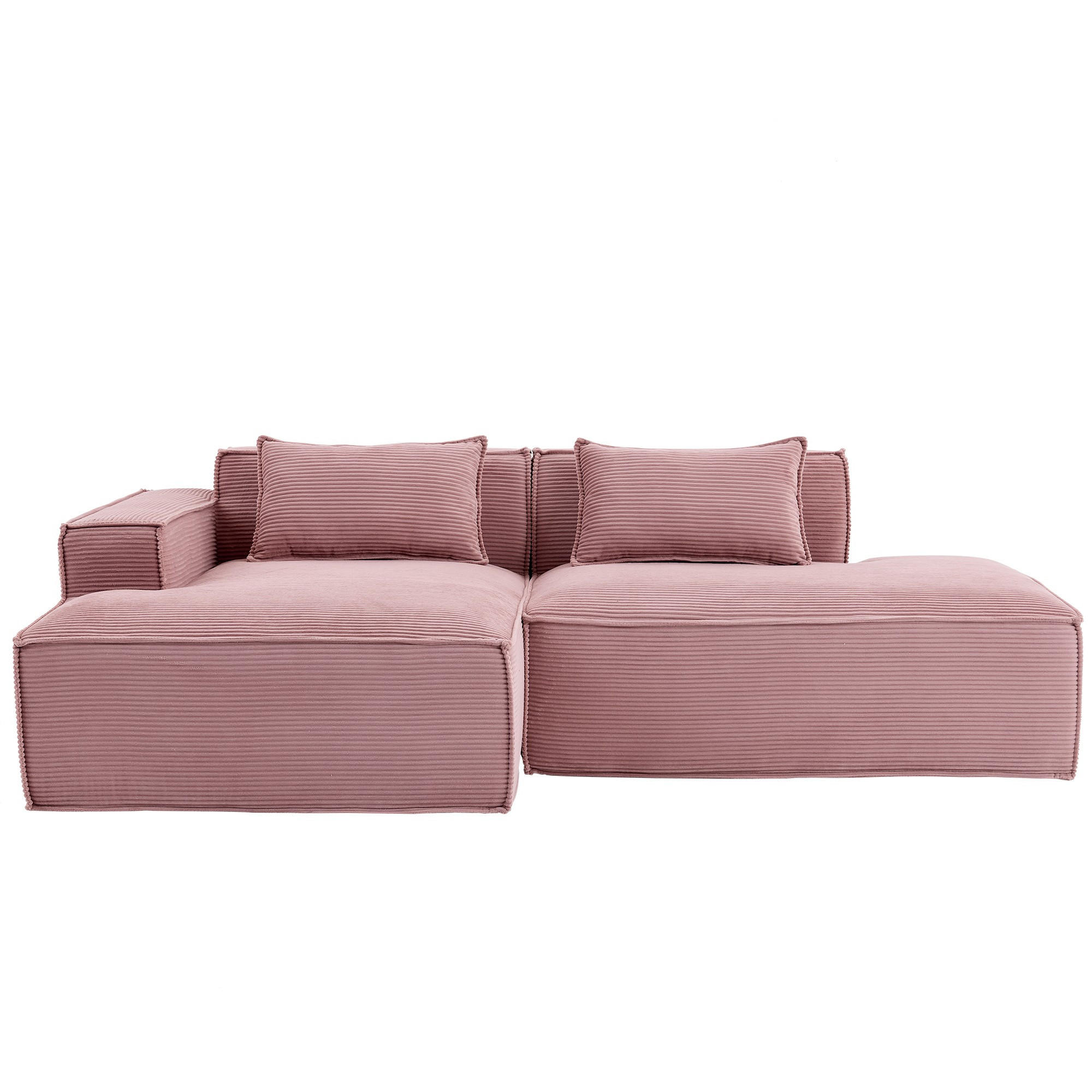 ECKSCHLAFSOFA L-/U-/2-er Sofa mit Schlaffunktion,Modulsofa,Cord,Rosa - Rosa, Textil (129/233cm) - LVHOM